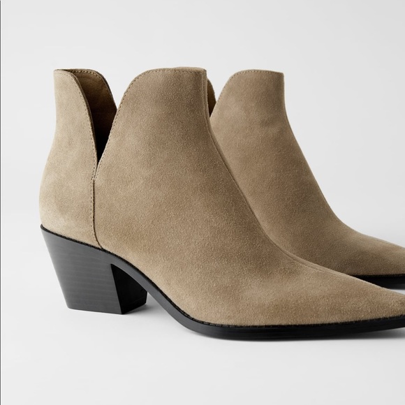 Zara Shoes - ZARA leather heeled cowboy ankle boots